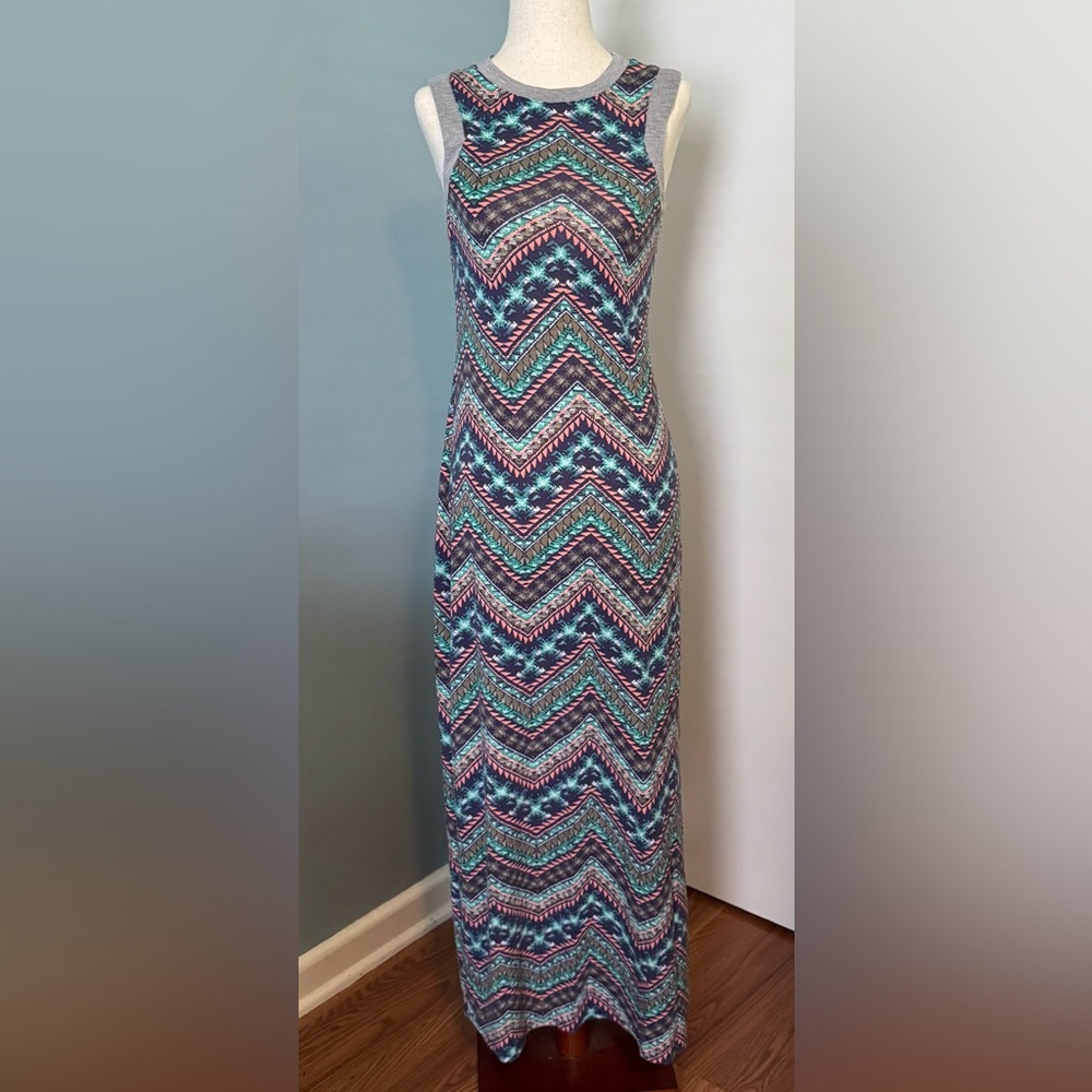 Xhilaration Blue and Red Bodycon Maxi Dress